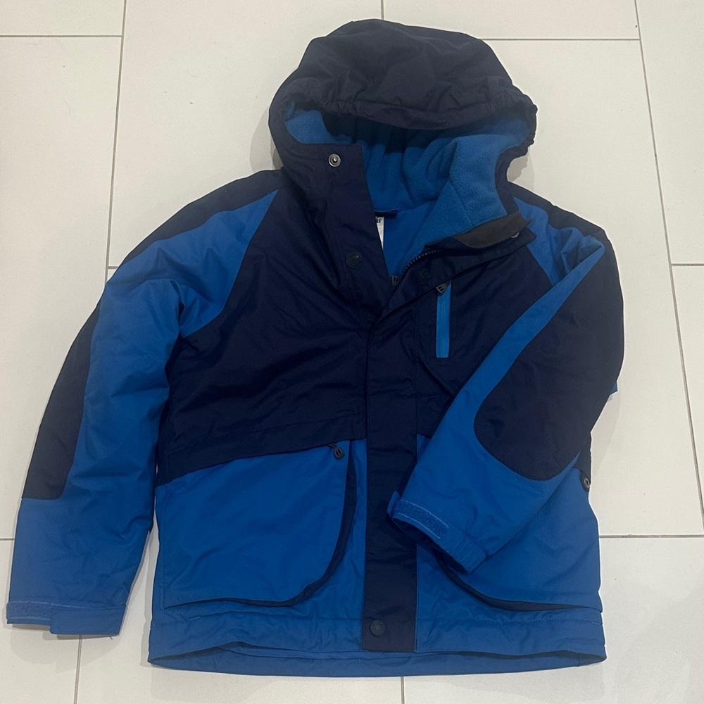 REI Boys Timber Mountain Jacket Blue Kids Two-Tone Puffer fleece lined Small 8 - Picture 2 of 6